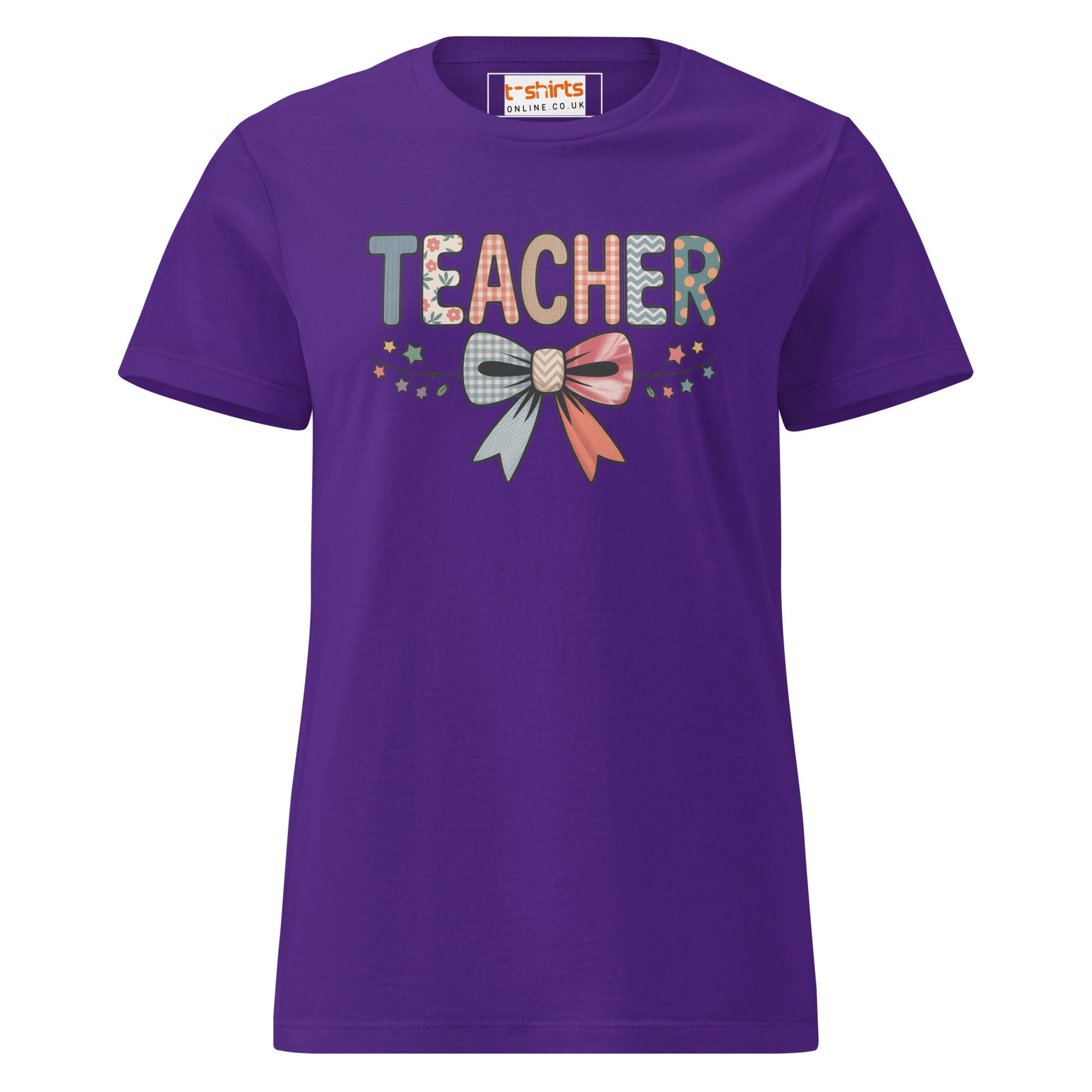 Teacher Bow T-Shirt | Softstyle Womens Tee - Purple - T-Shirts Online
