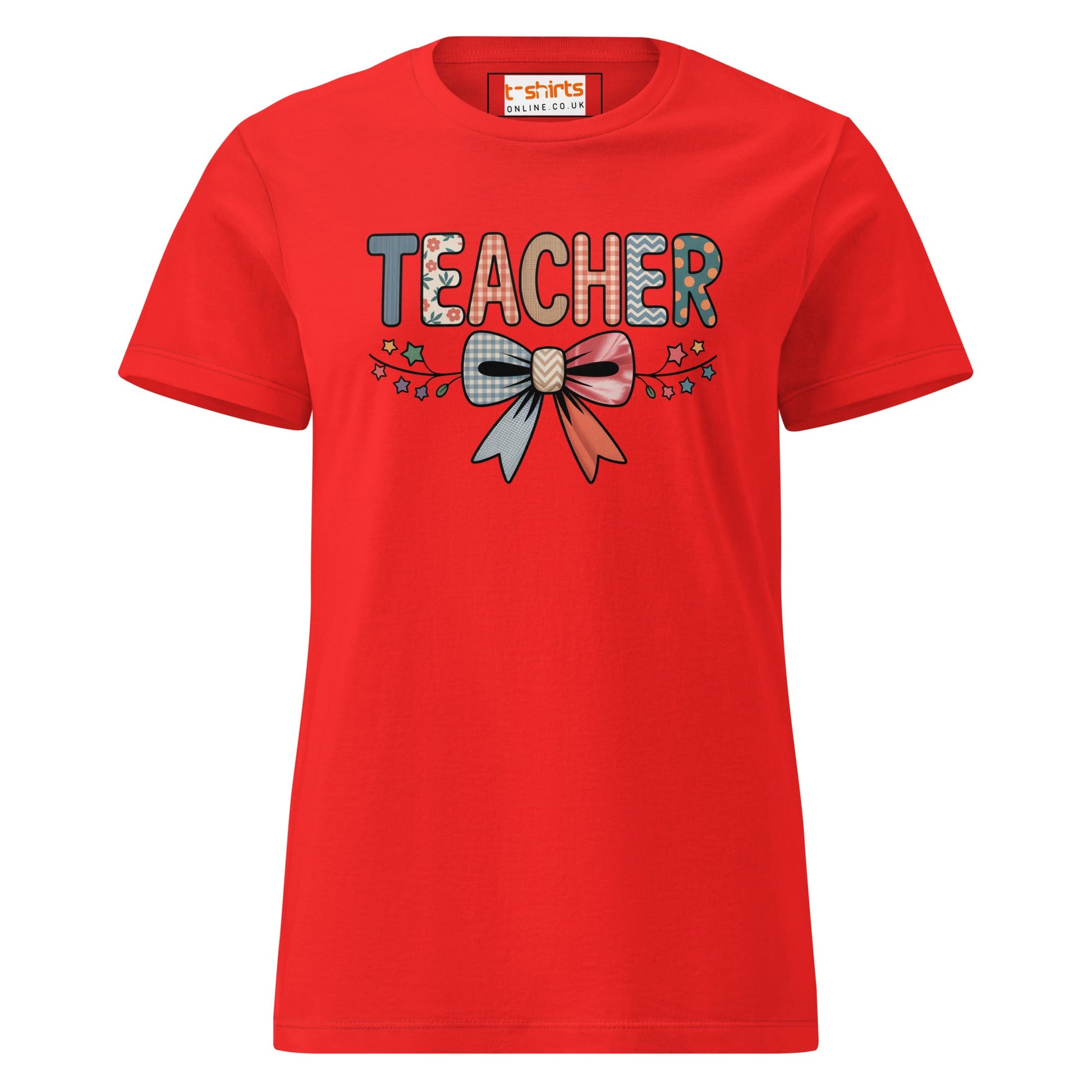 Teacher Bow T-Shirt | Softstyle Womens Tee - Red - T-Shirts Online