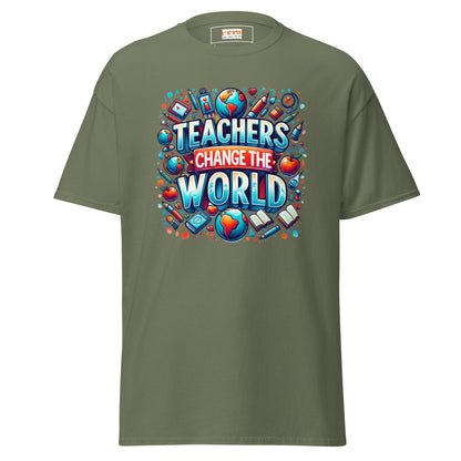 Teachers Change the World | Teacher T-Shirt - Military Green - T-Shirts Online
