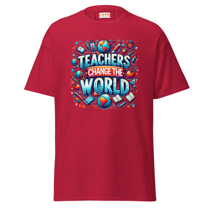 Teachers Change the World | Teacher T-Shirt - Cardinal - T-Shirts Online