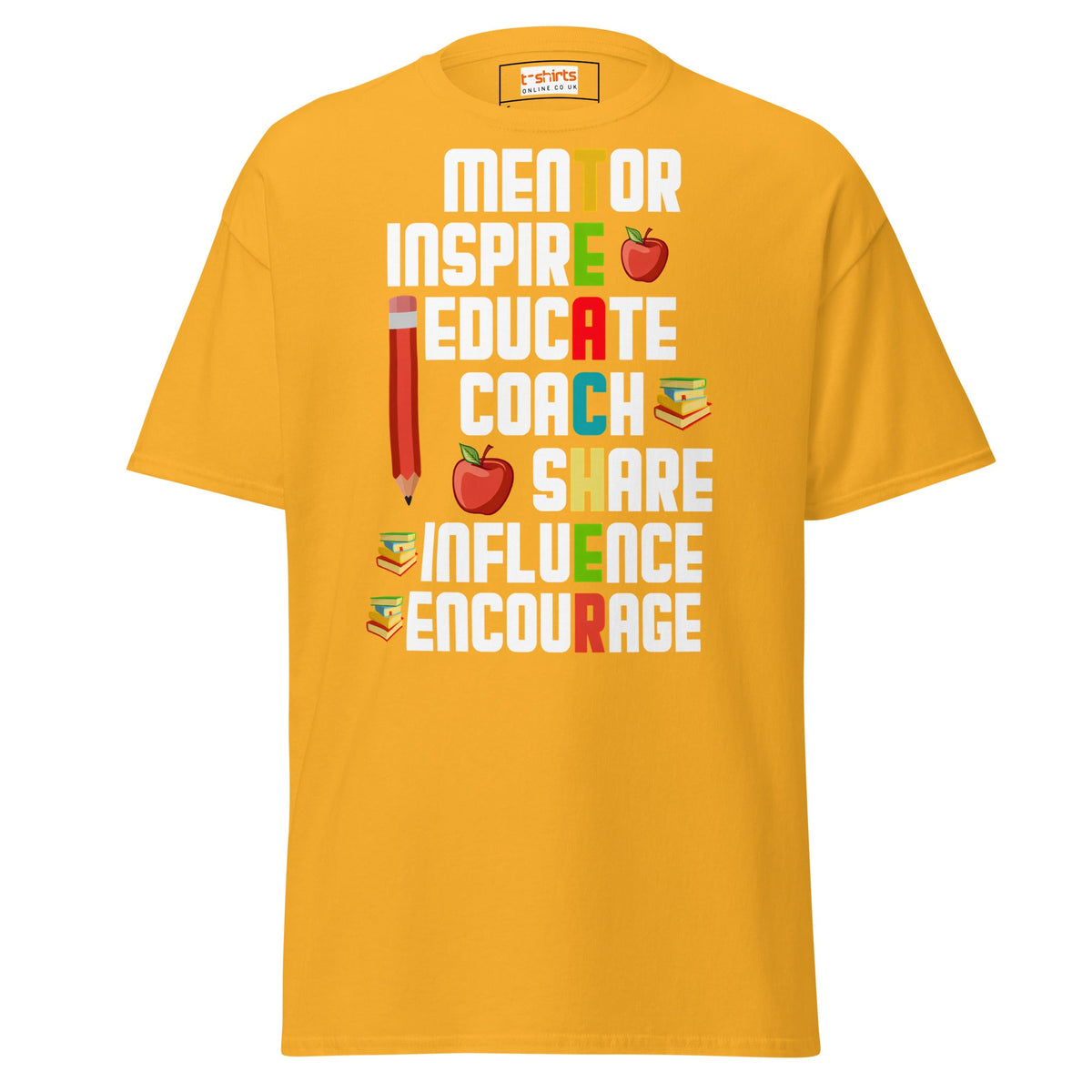 Teacher’s Day T‑Shirt – Heartfelt Teacher Appreciation Graphic Tee - Gold - T-Shirts Online