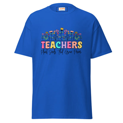 Teachers Plant Seeds | Teacher T-Shirt - Royal - T-Shirts Online