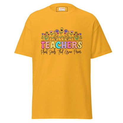 Teachers Plant Seeds | Teacher T-Shirt - Gold - T-Shirts Online