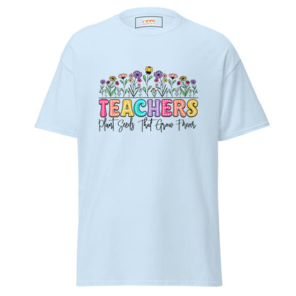 Teachers Plant Seeds | Teacher T-Shirt - Light Blue - T-Shirts Online
