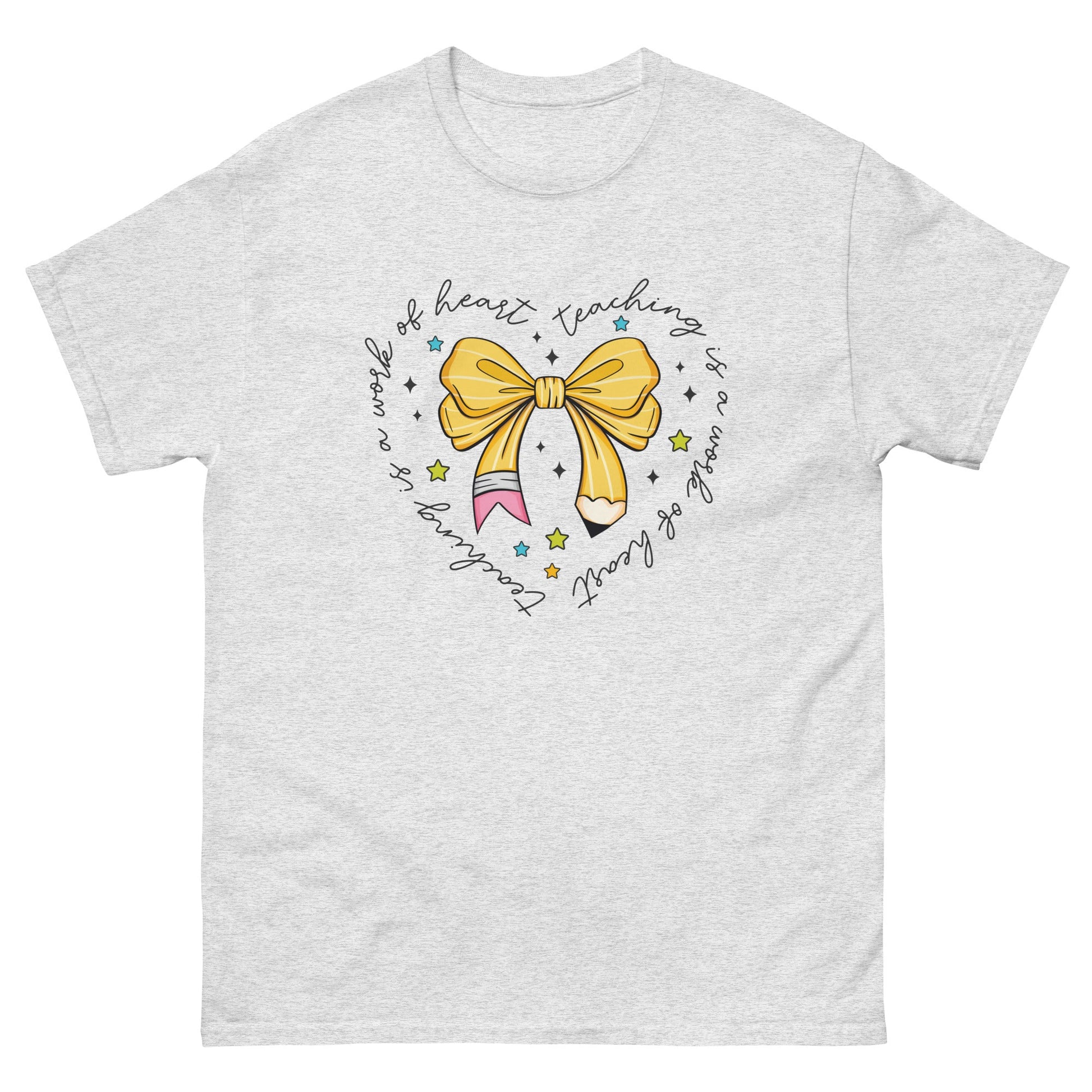 Teaching is a Work of Heart | Teachers T-Shirt - Ash - T-Shirts Online