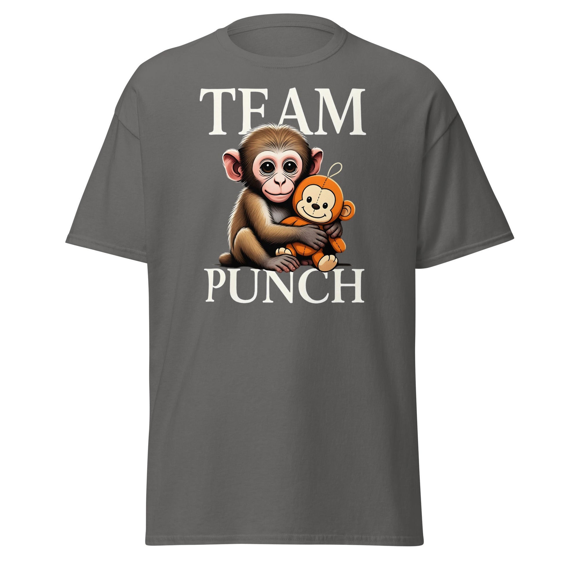 Team Punch Monkey T-Shirt – Cute Graphic Tee - Charcoal - T-Shirts Online