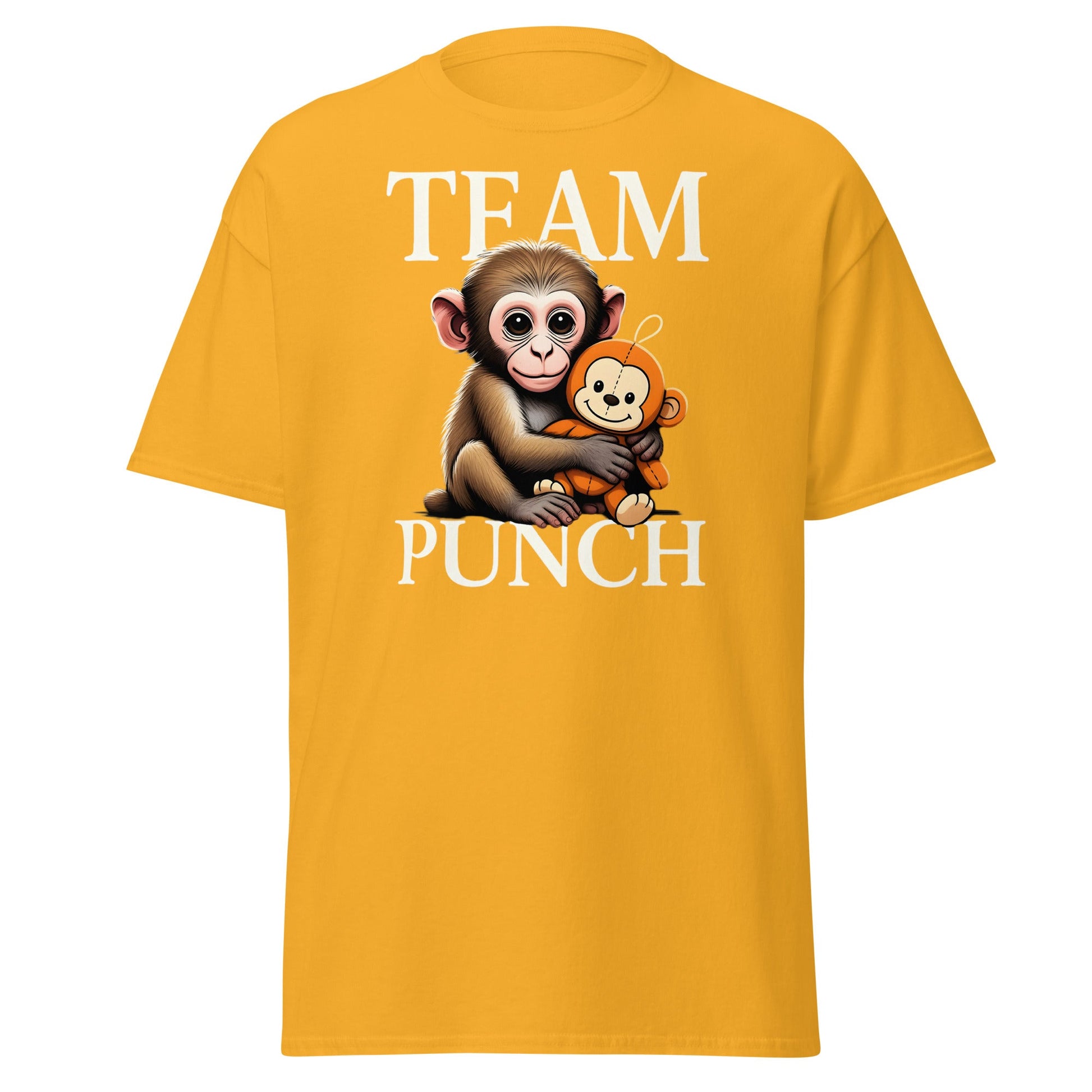 Team Punch Monkey T-Shirt – Cute Graphic Tee - Gold - T-Shirts Online