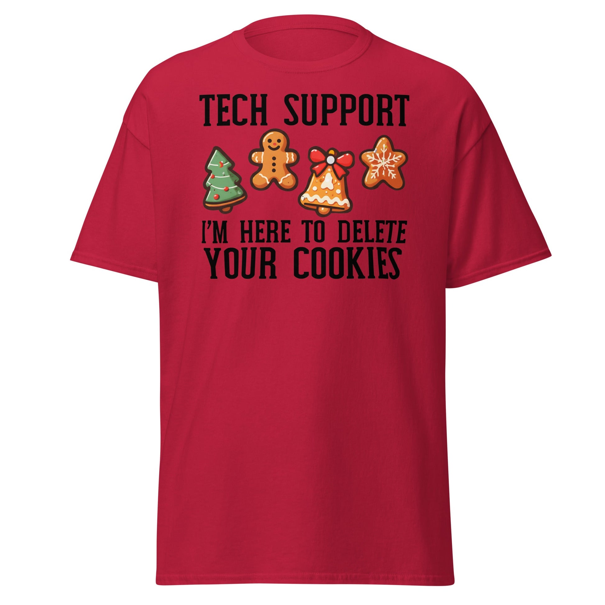 Tech Support Delete Your Cookies Funny Christmas Tee - Cardinal - T-Shirts Online