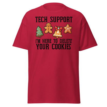 Tech Support Delete Your Cookies Funny Christmas Tee - Cardinal - T-Shirts Online