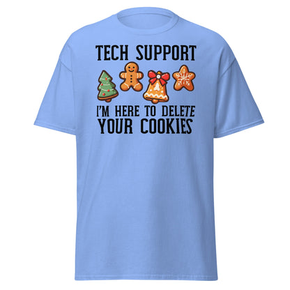 Tech Support Delete Your Cookies Funny Christmas Tee - Carolina Blue - T-Shirts Online