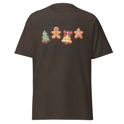 Tech Support Delete Your Cookies Funny Christmas Tee - Dark Chocolate - T-Shirts Online