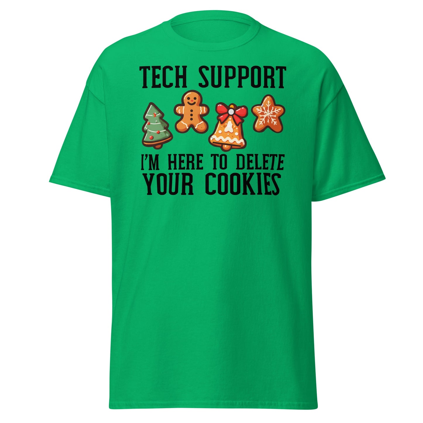 Tech Support Delete Your Cookies Funny Christmas Tee - Irish Green - T-Shirts Online