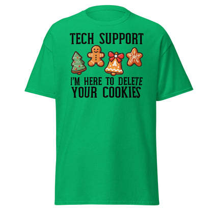 Tech Support Delete Your Cookies Funny Christmas Tee - Irish Green - T-Shirts Online