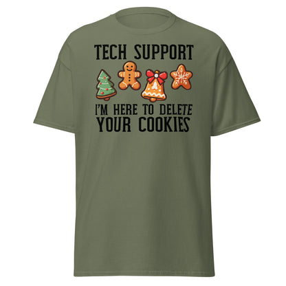Tech Support Delete Your Cookies Funny Christmas Tee - Military Green - T-Shirts Online