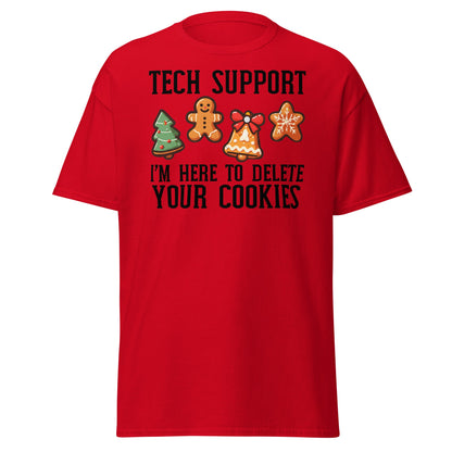 Tech Support Delete Your Cookies Funny Christmas Tee - Red - T-Shirts Online