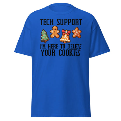 Tech Support Delete Your Cookies Funny Christmas Tee - Royal - T-Shirts Online