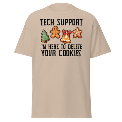 Tech Support Delete Your Cookies Funny Christmas Tee - Sand - T-Shirts Online