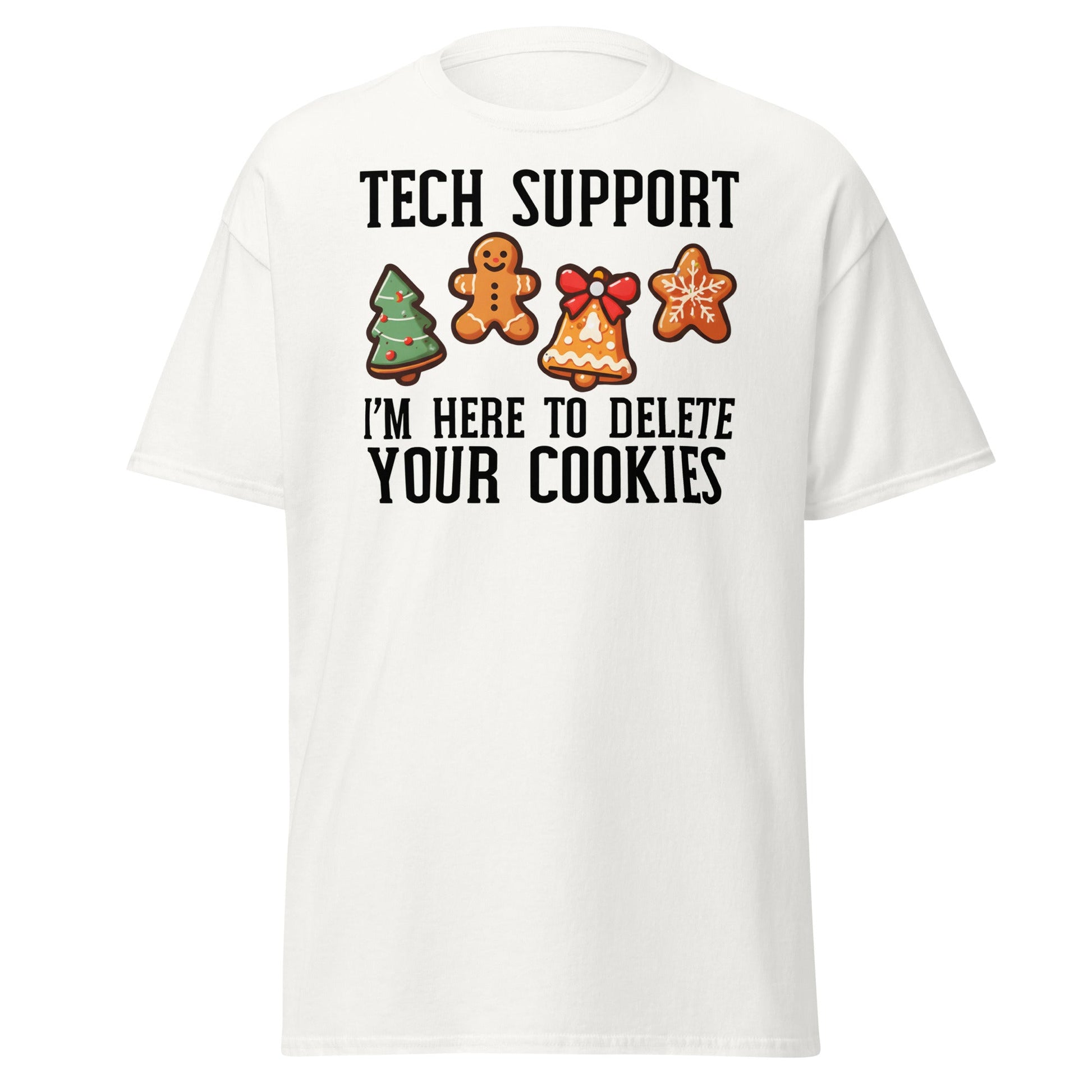 Tech Support Delete Your Cookies Funny Christmas Tee - White - T-Shirts Online