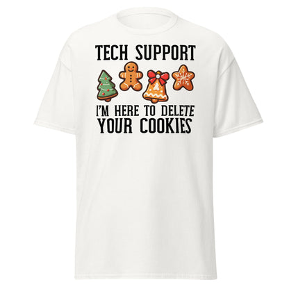 Tech Support Delete Your Cookies Funny Christmas Tee - White - T-Shirts Online