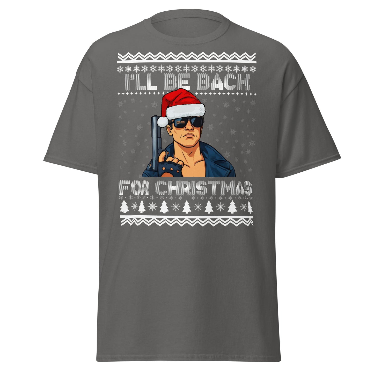Terminator Santa Christmas T-Shirt | Funny Action Movie Tee - Charcoal - T-Shirts Online