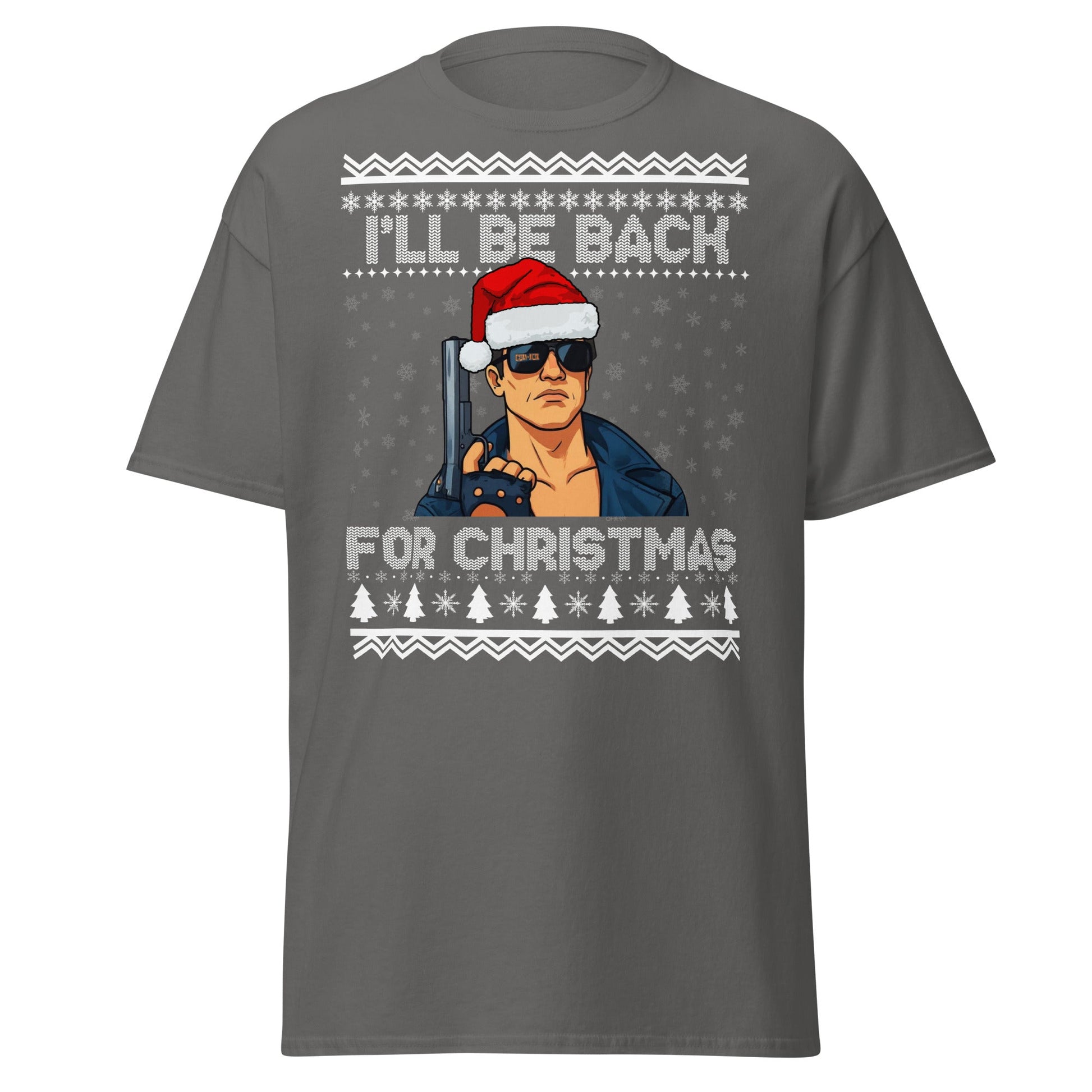 Terminator Santa Christmas T-Shirt | Funny Action Movie Tee - Charcoal - T-Shirts Online