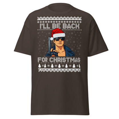 Terminator Santa Christmas T-Shirt | Funny Action Movie Tee - Dark Chocolate - T-Shirts Online