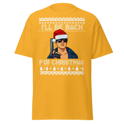 Terminator Santa Christmas T-Shirt | Funny Action Movie Tee - Gold - T-Shirts Online