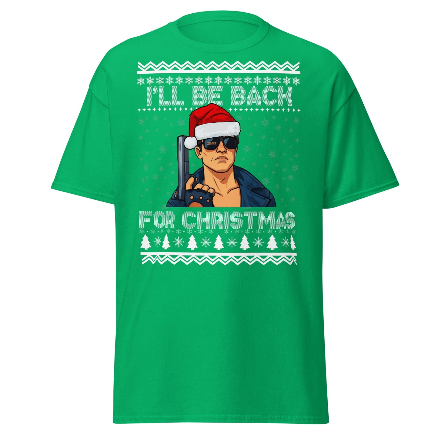 Terminator Santa Christmas T-Shirt | Funny Action Movie Tee - Irish Green - T-Shirts Online