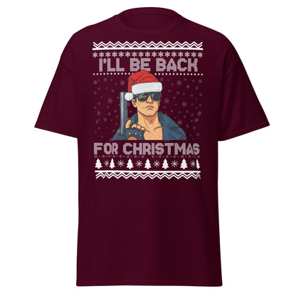 Terminator Santa Christmas T-Shirt | Funny Action Movie Tee - Maroon - T-Shirts Online