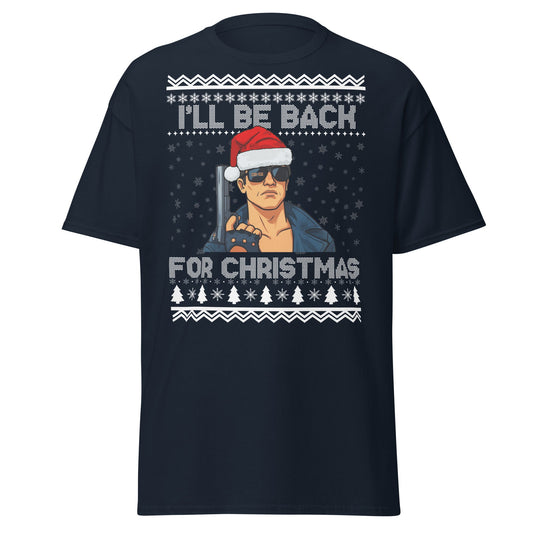 Terminator Santa Christmas T-Shirt | Funny Action Movie Tee - Navy - T-Shirts Online