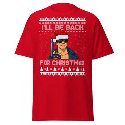 Terminator Santa Christmas T-Shirt | Funny Action Movie Tee - Red - T-Shirts Online