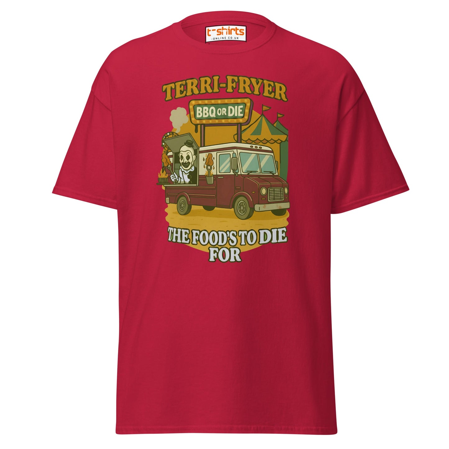 Terri - Fryer BBQ or Die Funny T-Shirt - Cardinal - T-Shirts Online