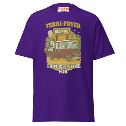 Terri - Fryer BBQ or Die Funny T-Shirt - Purple - T-Shirts Online