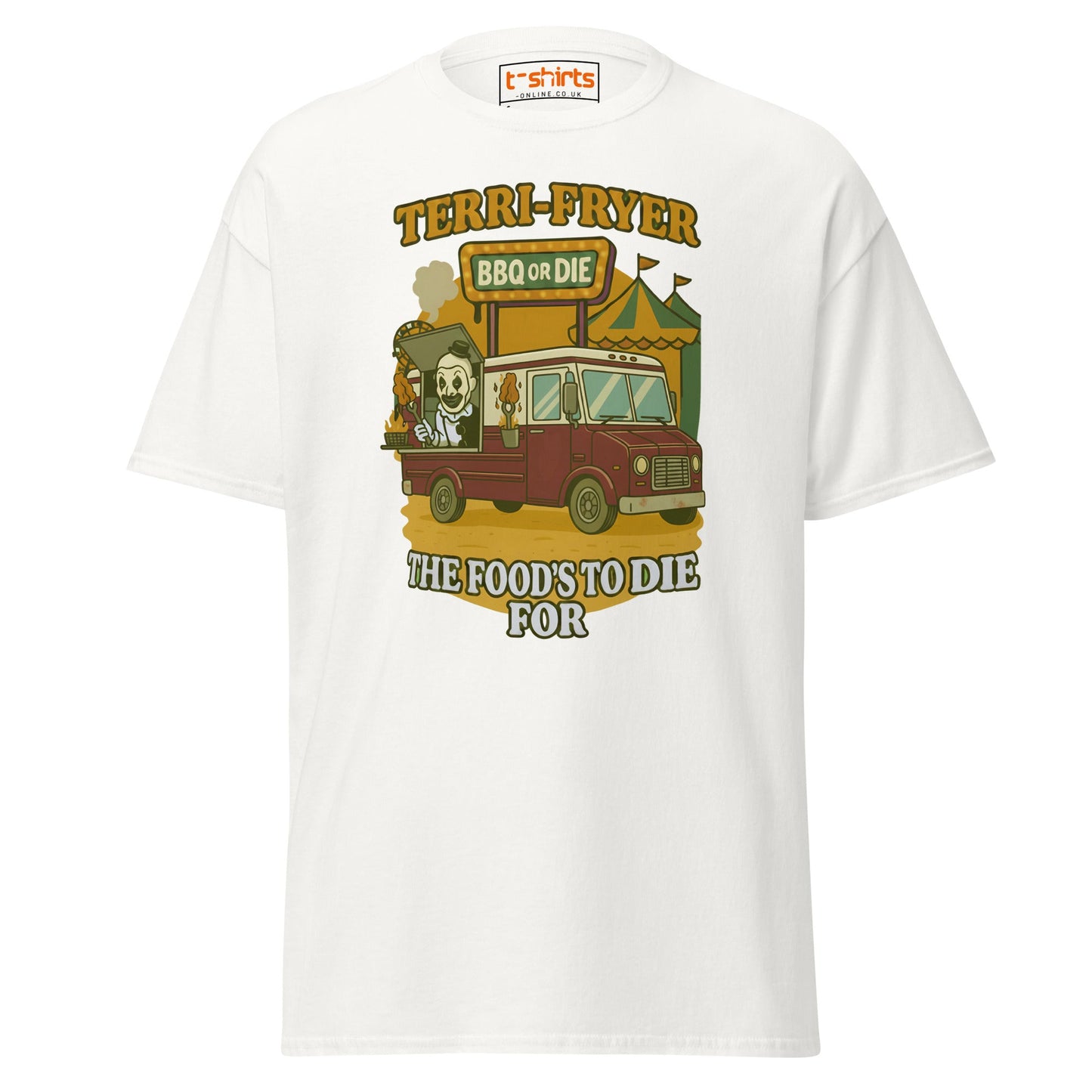 Terri - Fryer BBQ or Die Funny T-Shirt - White - T-Shirts Online