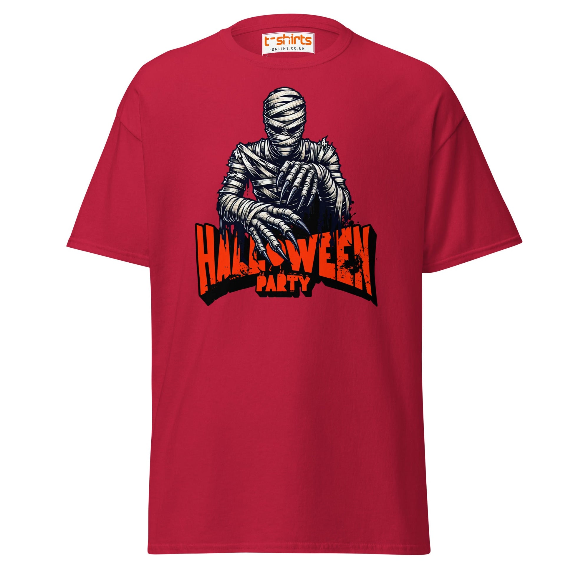 Terrifying Mummy Halloween Party Tee - Unwrap the Fun! - Cardinal - T-Shirts Online