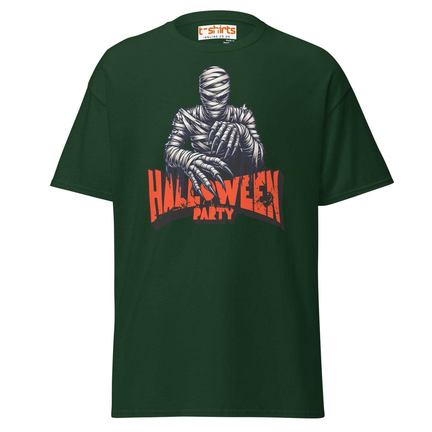 Terrifying Mummy Halloween Party Tee - Unwrap the Fun! - Forest Green - T-Shirts Online