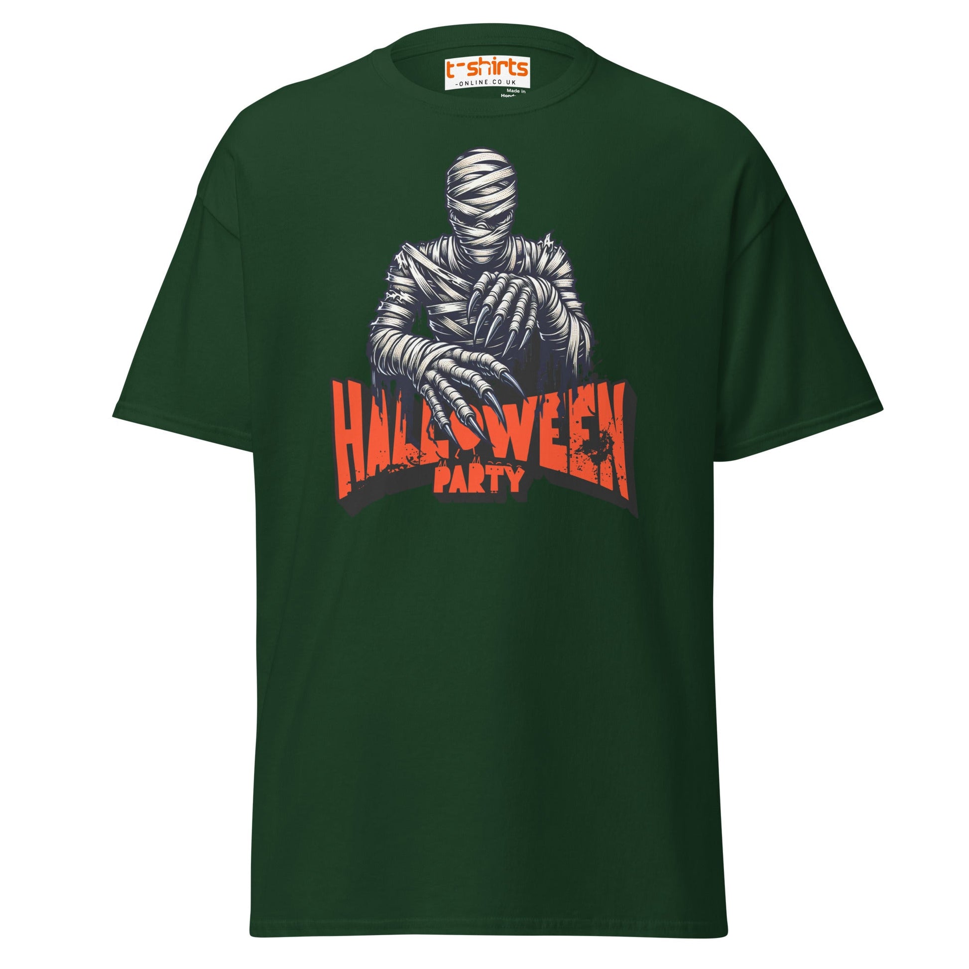Terrifying Mummy Halloween Party Tee - Unwrap the Fun! - Forest Green - T-Shirts Online