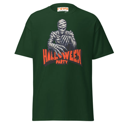 Terrifying Mummy Halloween Party Tee - Unwrap the Fun! - Forest Green - T-Shirts Online