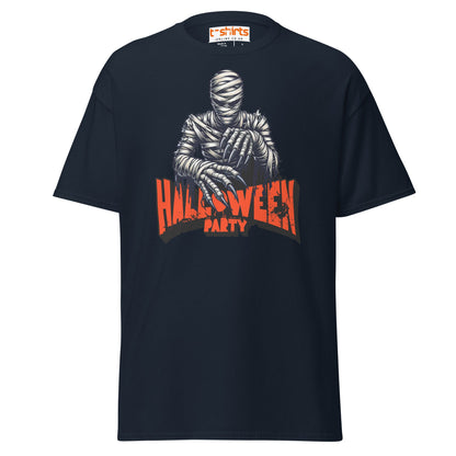 Terrifying Mummy Halloween Party Tee - Unwrap the Fun! - Navy - T-Shirts Online