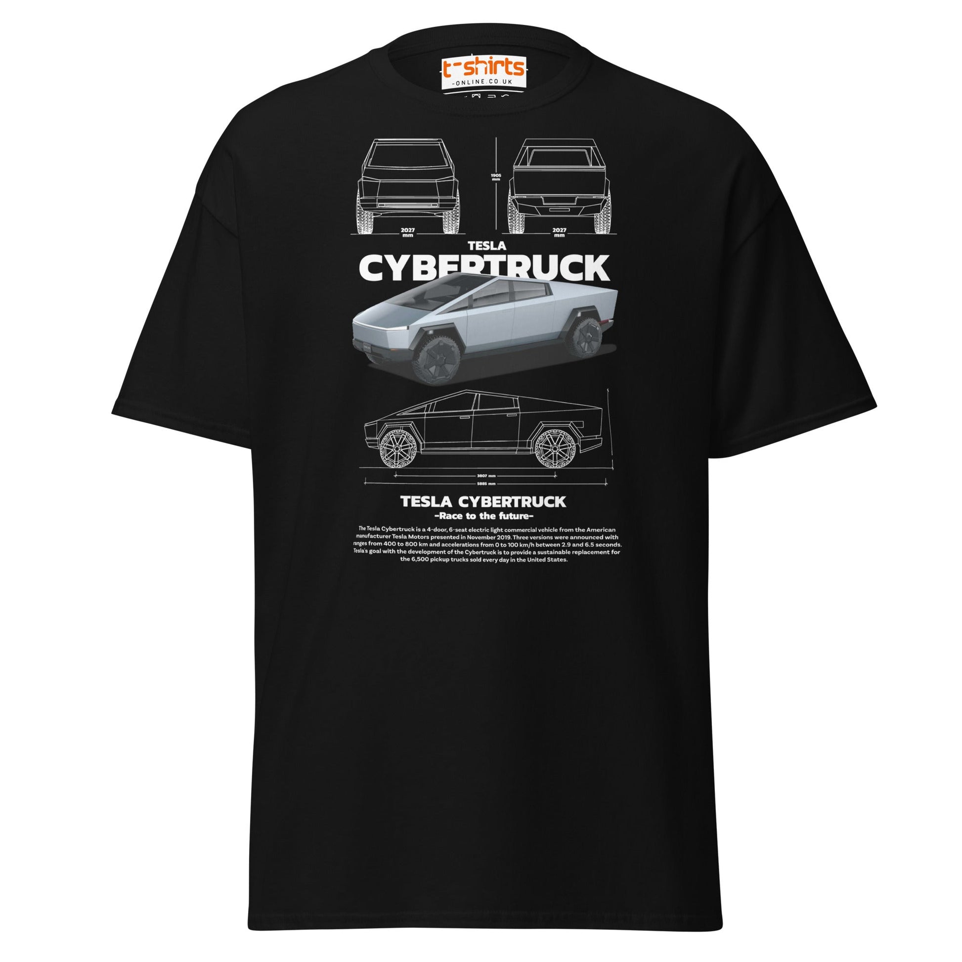 Tesla Cybertruck T-Shirt | Futuristic Pickup Graphic Tee - Black - T-Shirts Online