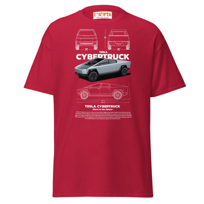 Tesla Cybertruck T-Shirt | Futuristic Pickup Graphic Tee - Cardinal - T-Shirts Online