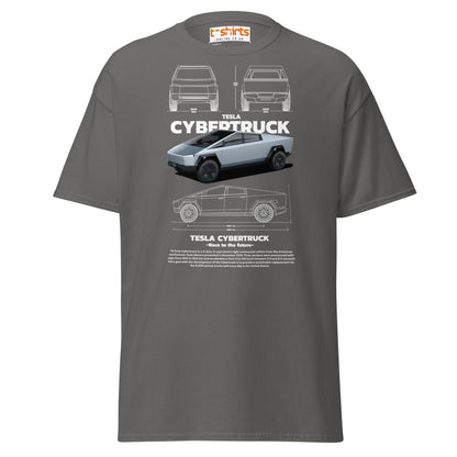 Tesla Cybertruck T-Shirt | Futuristic Pickup Graphic Tee - Charcoal - T-Shirts Online