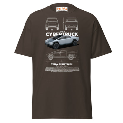 Tesla Cybertruck T-Shirt | Futuristic Pickup Graphic Tee - Dark Chocolate - T-Shirts Online