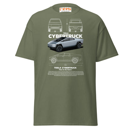 Tesla Cybertruck T-Shirt | Futuristic Pickup Graphic Tee - Military Green - T-Shirts Online