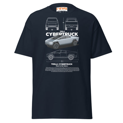 Tesla Cybertruck T-Shirt | Futuristic Pickup Graphic Tee - Navy - T-Shirts Online