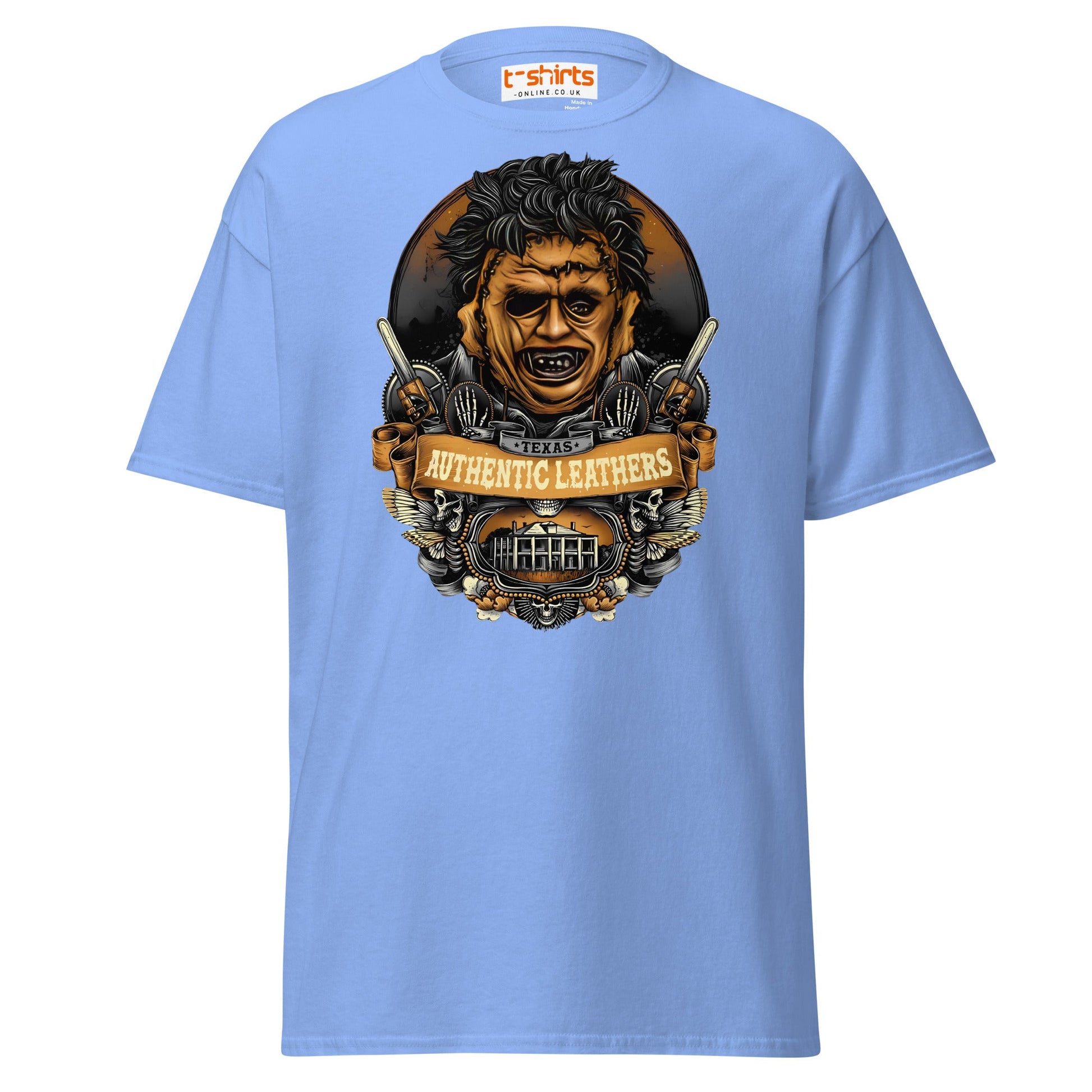 Texas Horror T-Shirt | Authentic Leathers Design - Carolina Blue - T-Shirts Online