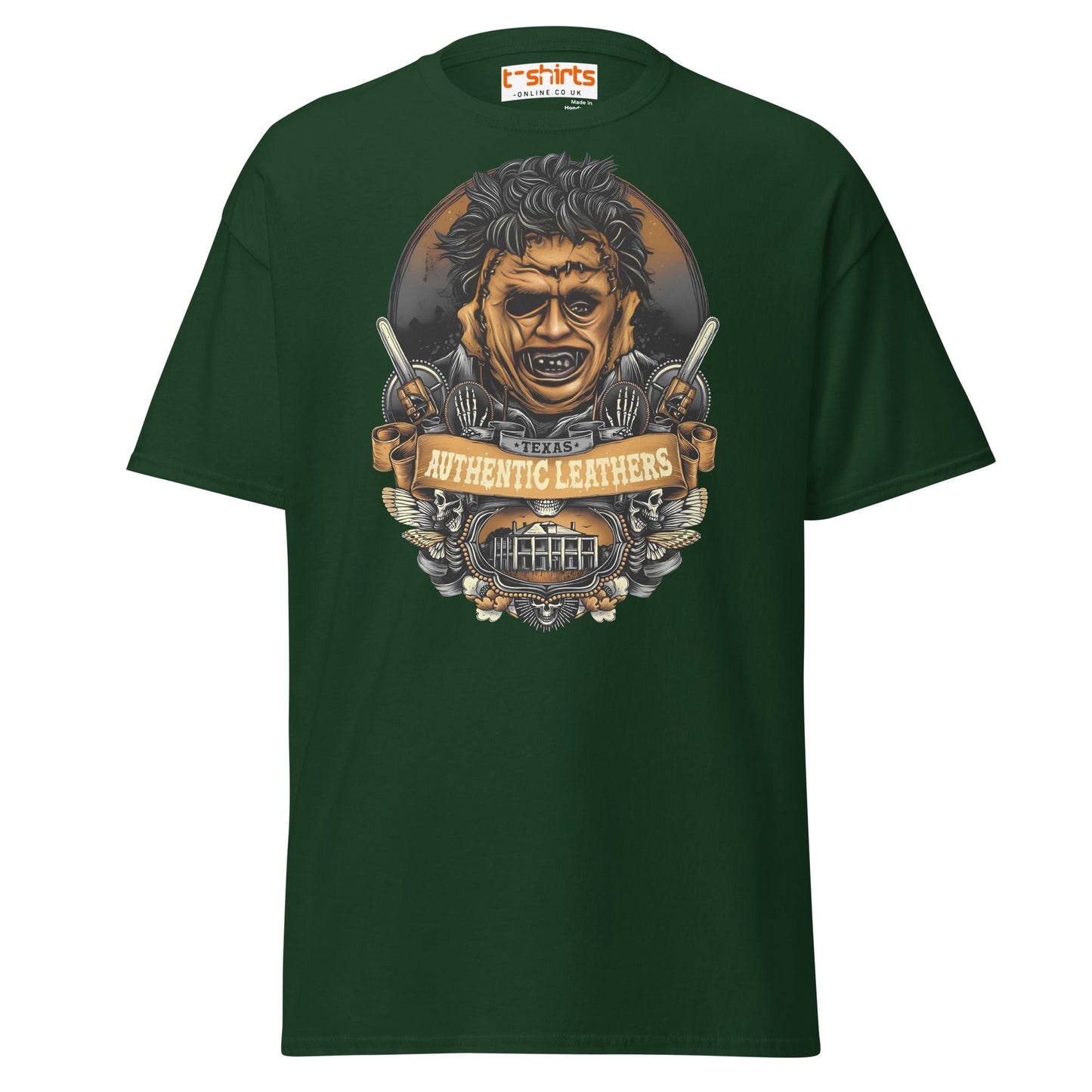 Texas Horror T-Shirt | Authentic Leathers Design - Forest Green - T-Shirts Online