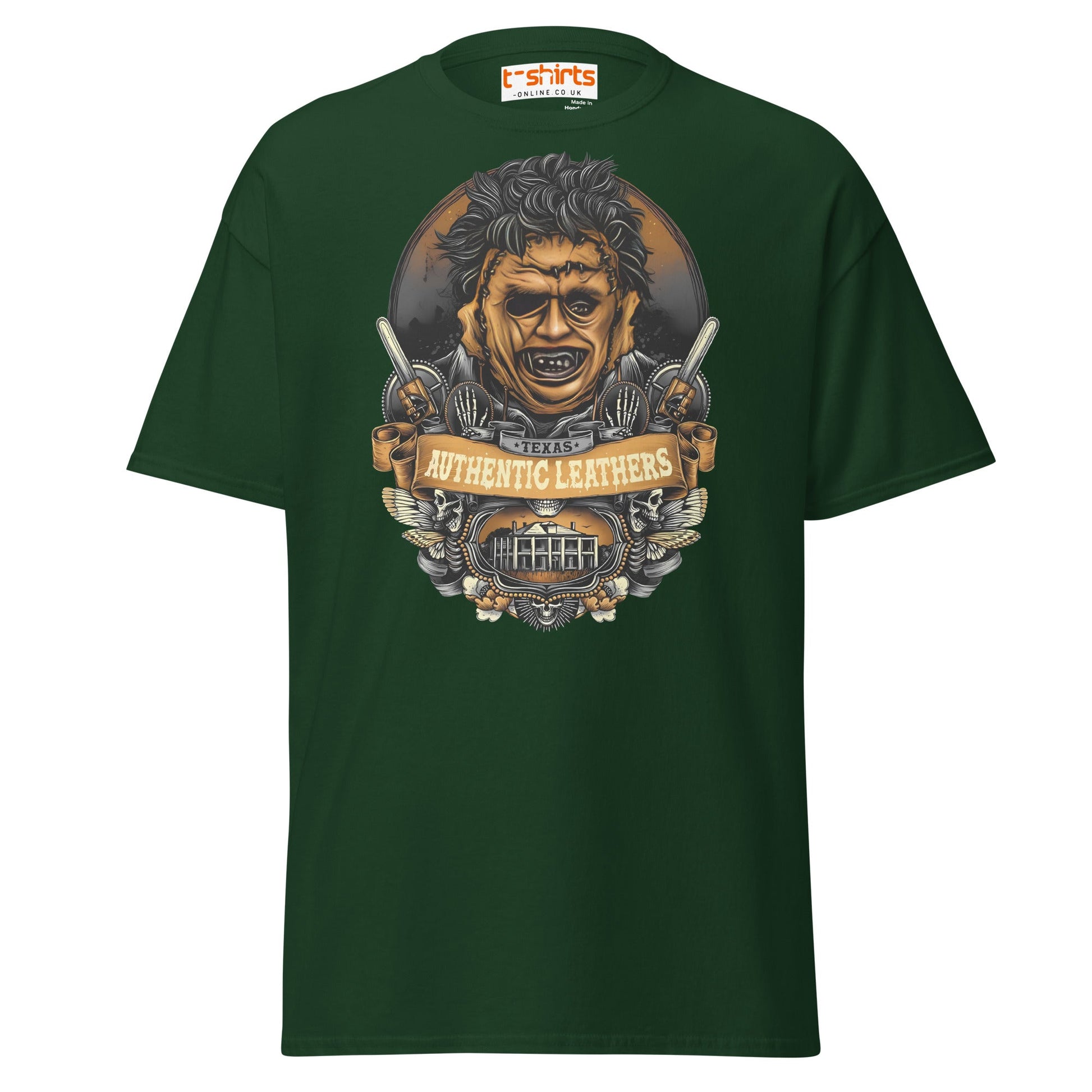 Texas Horror T-Shirt | Authentic Leathers Design - Forest Green - T-Shirts Online