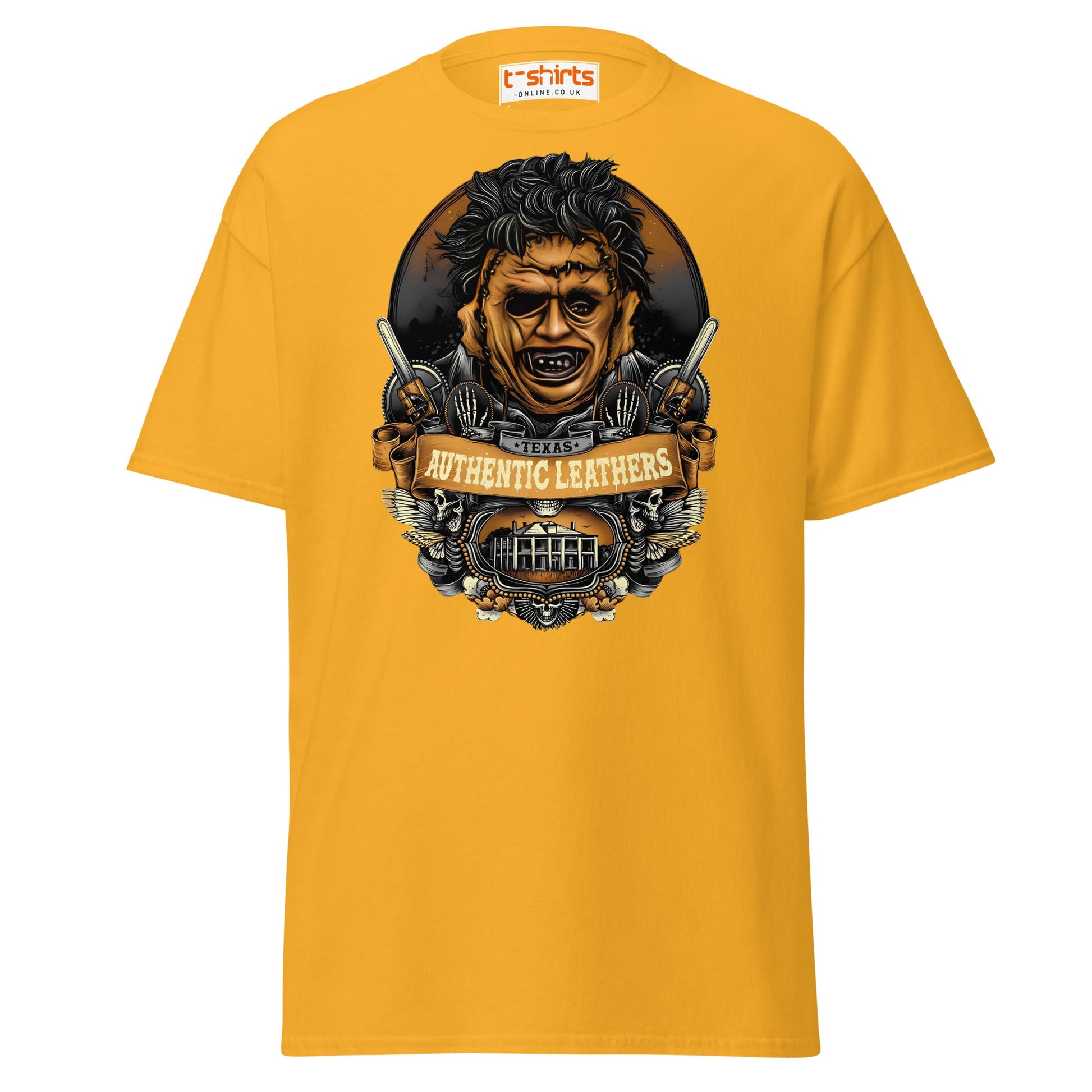Texas Horror T-Shirt | Authentic Leathers Design - Gold - T-Shirts Online