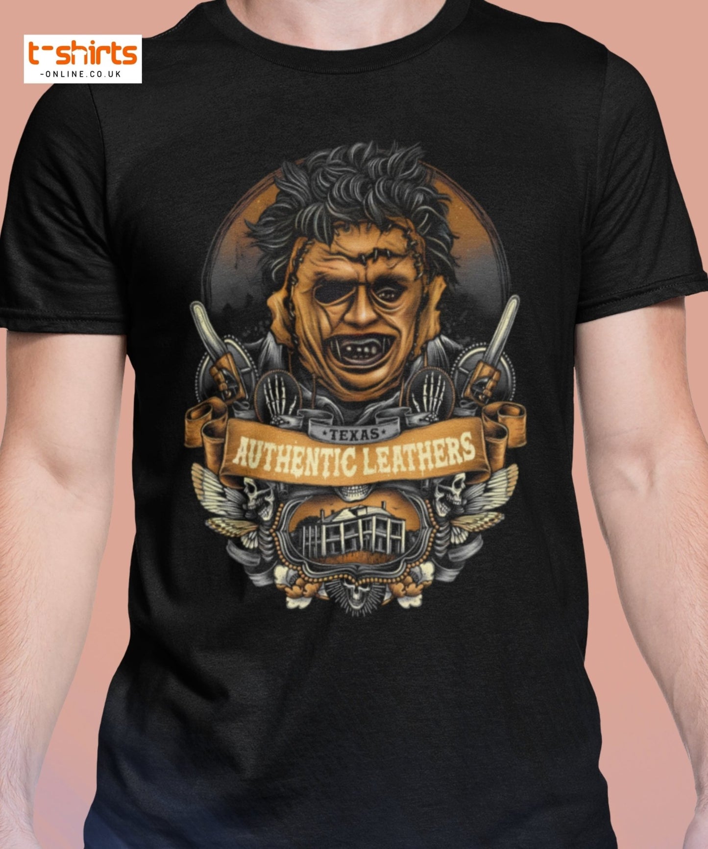Texas Horror T-Shirt | Authentic Leathers Design - Maroon - T-Shirts Online